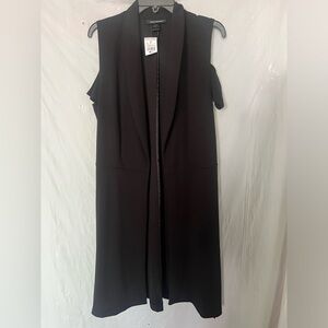 Ashley Stewart NWT women black cold shoulder short sleeve open vest size 14